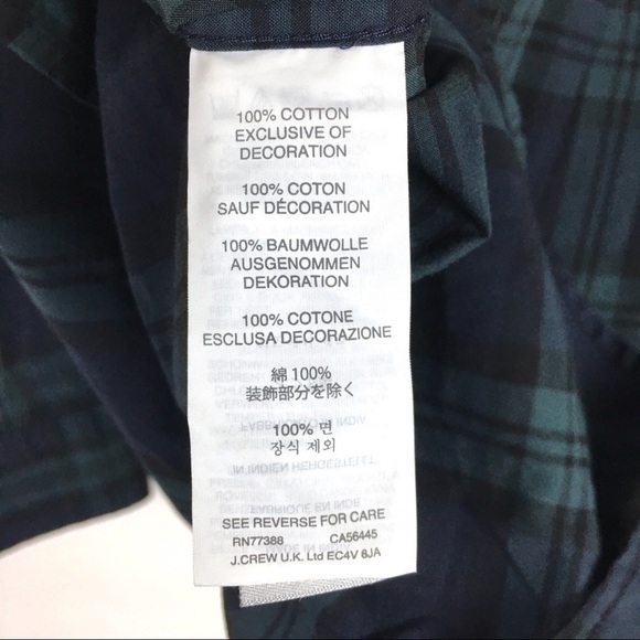 J CREW Tartan Plaid Popover Top Beads Chevron Dark Academia Navy Blue Size 8 NWT - Picture 10 of 11
